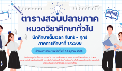 ตารางสอบ หมวดวิชาศึกษาทั่วไป สำหรับนักศึกษาเต็มเวลา จันทร์ – ศุกร์ ภาคการศึกษาที่ 1/2568