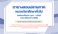 ตารางสอบปลายภาค หมวดวิชาศึกษาทั่วไป นักศึกษาเต็มเวลา เสาร์ – อาทิตย์ ประจำภาคการศึกษาที่ 1/2569